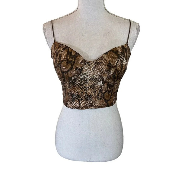 Windsor Snakeskin Cropped Bralette Top Small Sheen Shiny Spaghetti Straps Sexy - Picture 1 of 8